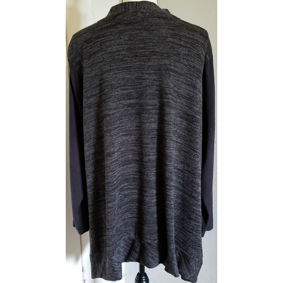 Logo Lori Goldstein Gray Black Knit Cardigan Zip - Picture 2 of 3